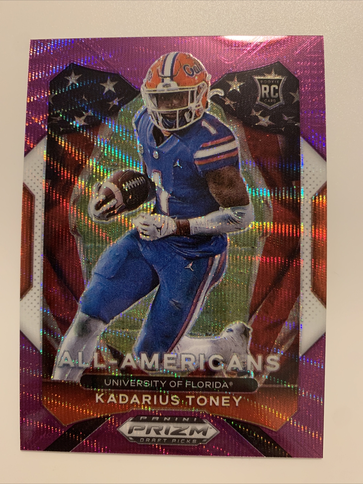 2021 Prizm Draft Picks Kadarius Toney RC Purple Wave SSP Prizm #195 All-American