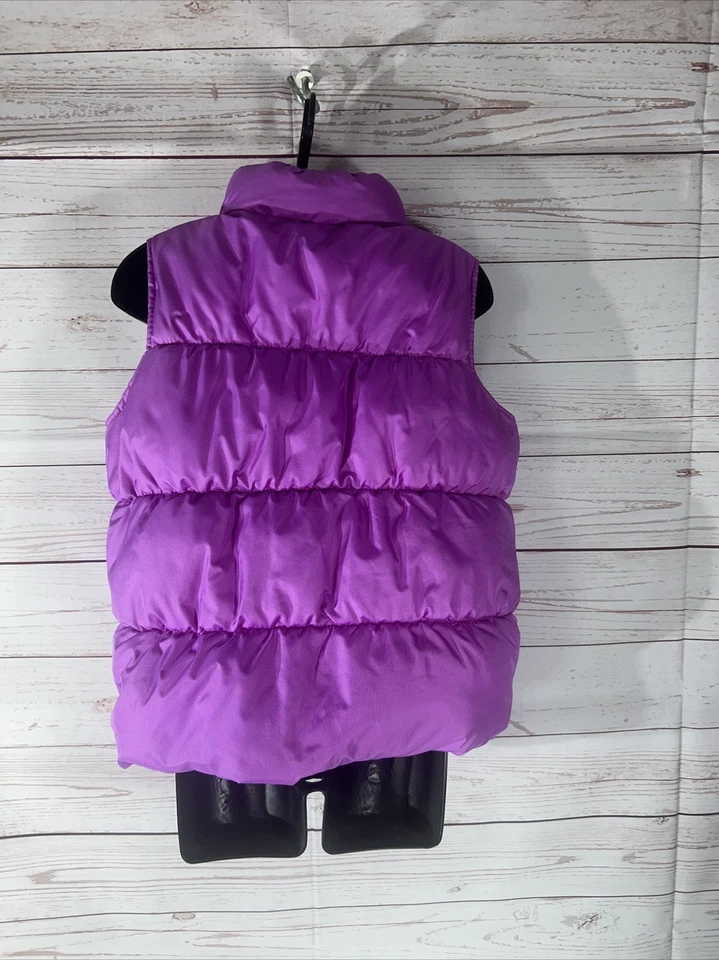 OLD NAVY Purple Puffer Vest Girls Size 6-7 Full Zip up with hand pockets - Image 3 of 4