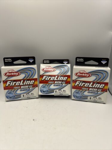 (3) Berkley Fireline Micro Ice Fishing Braid Line 8lb 50 Yards Clear ~ NEW - Afbeelding 1 van 2