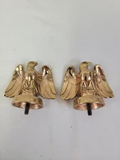 Pair of 2 Eagle Winged Bird Antique Vintage Brass Gold Trophy Toppers