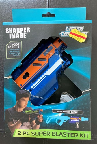 SHARPER IMAGE LAZER CONQUEST 2 PC SUPER BLASTER KIT BLUE GREEN BRAND NEW  - Picture 1 of 4