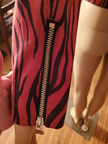 Guess Red & Black Kingdom Stripe LS Rayanna Suede Moto Jacket - Picture 5 of 11