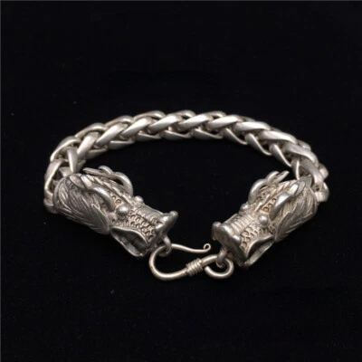 Seltenes chinesisches handgefertigtes altes Tibet Silber Drachen Armband exquisites Sammlerstück - Bild 1 von 4