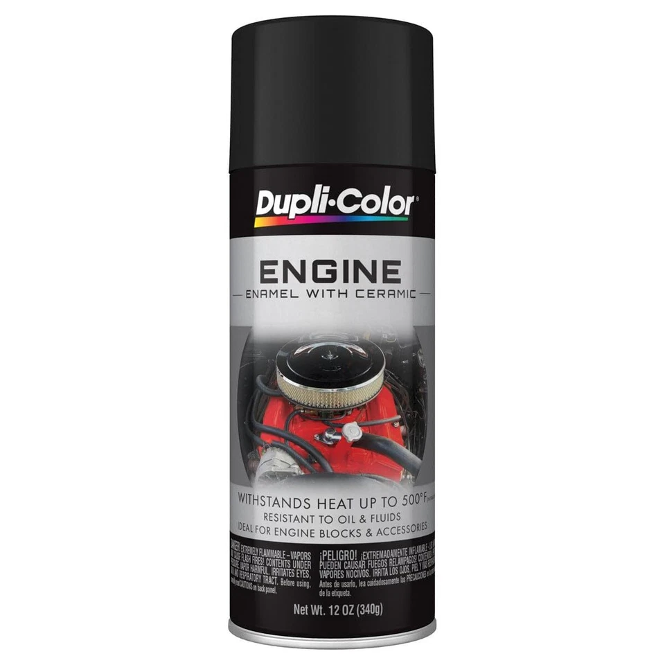 Dupli-Color Engine Enamel Paint, Ceramic, Flat Black, 12 oz High-Temp Coating