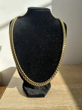 Stainless Steel Mens Curb Chain Cuban Link Necklace Chain Gold Colour 22” 8mm