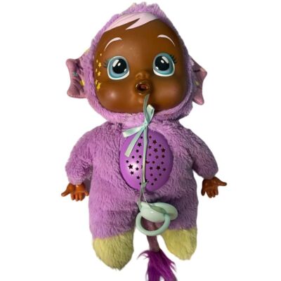 Interactive Cry Babies Doll Purple Light-Up Tummy Pacifier Toy