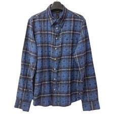 CHROME HEARTS Long-sleeved shirt Loose Ends Cross Leather Patch Check Shirt