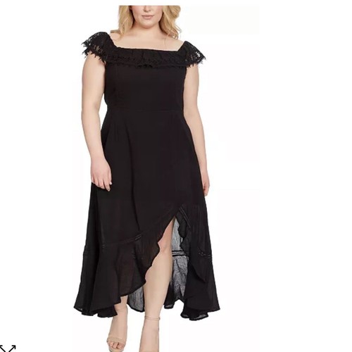 New Jessica Simpson Beatrix Dress Black Maxi Size Large