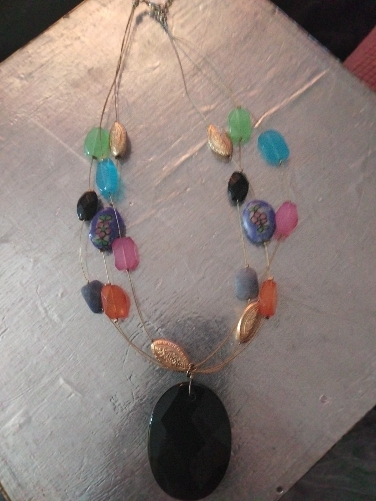 Multi-Colored Glass Beaded Statement Necklace - image 3