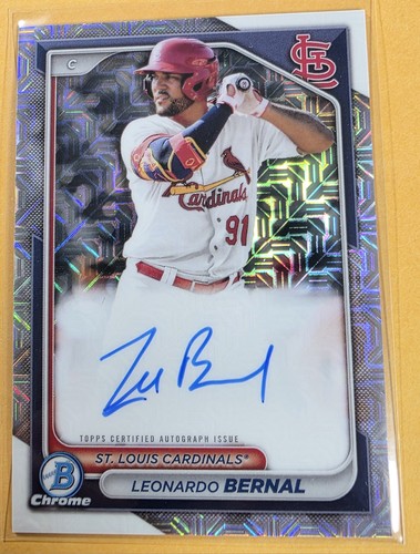 2024 Bowman Chrome Leonardo Bernal Chrome Prospect Mojo Auto #BMA-LB