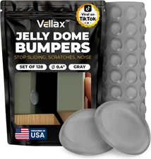 Cabinet Door Bumpers 128 Pcs - Grey Self Adhesive Pads, Cabinet Stoppers, Rubber