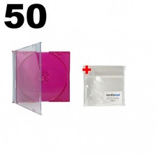 50 SLIM RED Color CD Jewel Cases  100 OPP Bags
