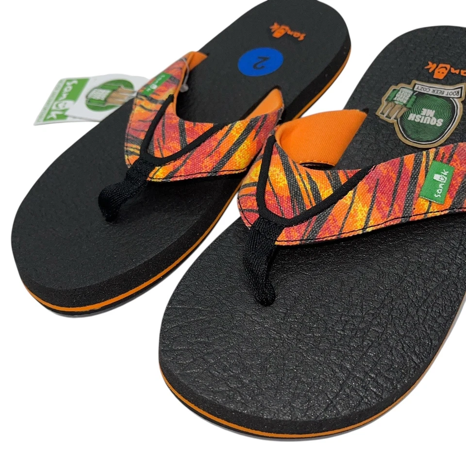 Sanuk Root Beer Acogedores Zapatos Funk Niños Talla 2 3 Chanclas Tanga Sandalias Cómodas Foto 3 de 4