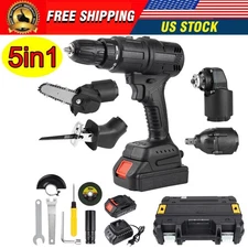 5in1 Cordless Drill Combo Kit Multi-Tool Saw Wrench Power Tool with 2 Batteries
