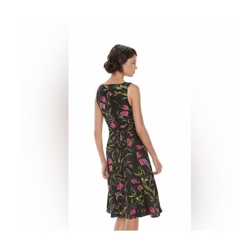 Elle Womens Sz 4 Black Floral Sleeveless Fit & Flare Midi Dress - Picture 12 of 12