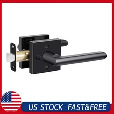 Matte Black Door Lever Heavy Duty Door Knob Reversible Square (PRIVACY LOCK)