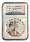 2011-P (PF70) Reverse PF American Silver Eagle $1 .999 FINE NGC-25th Anniversary