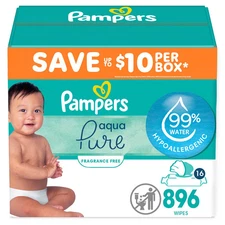 Pampers Baby Wipes - Aqua Pure - 896ct