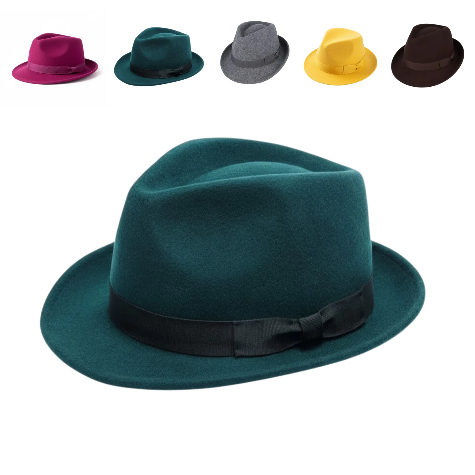 Men’s Crushable Wool Trilby Hat – Packable Travel Fedora 100% Wool Felt Premium