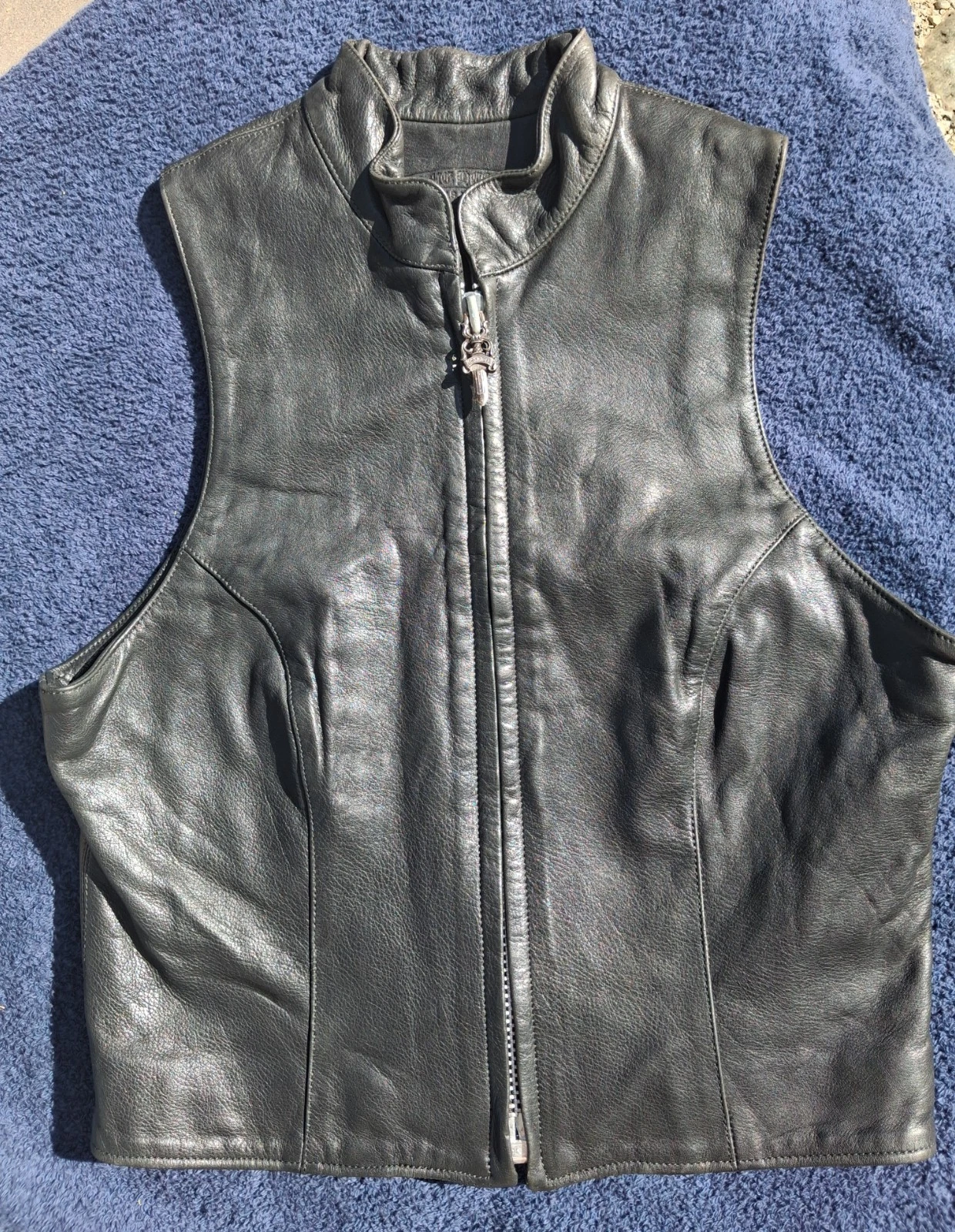 Chrome Hearts Prototype. Women's 1993 leather vest w/ sterling silver zipper