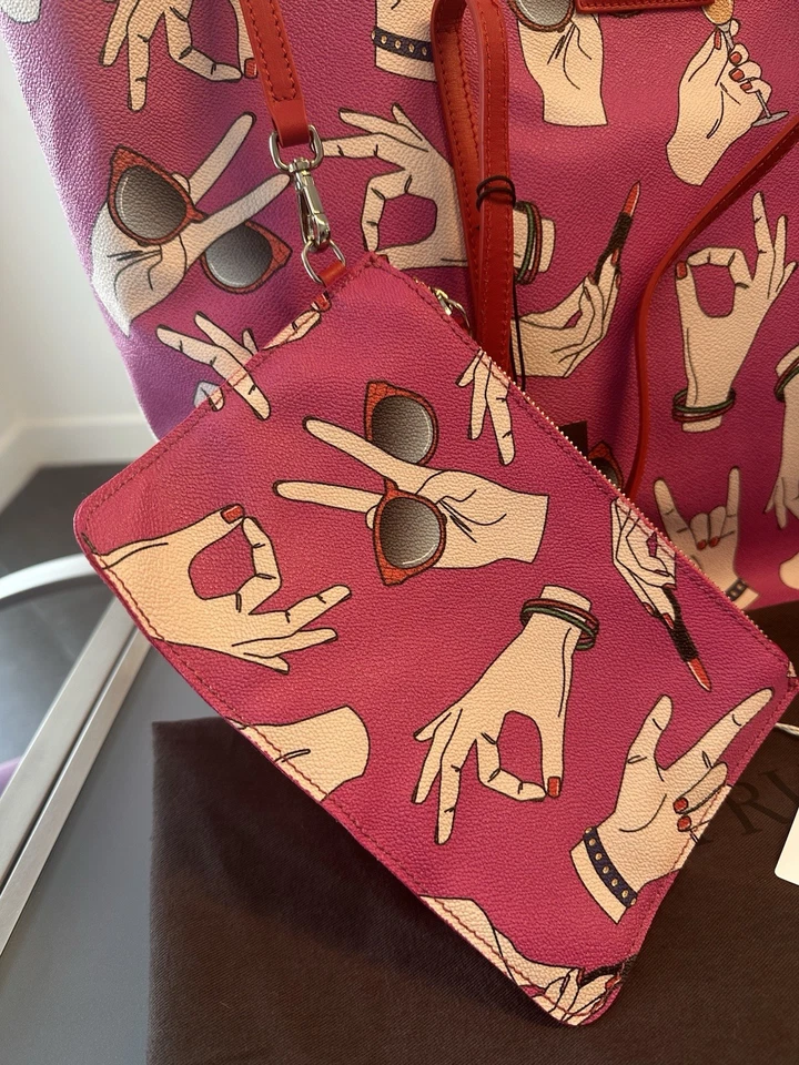 С ЯРЛЫКАМИ Trussardi розовый сумка с короткими ручками большого размера Дамская сумка сумочка шампанское солнцезащитные очки Rolex - Изображение 3 из 4