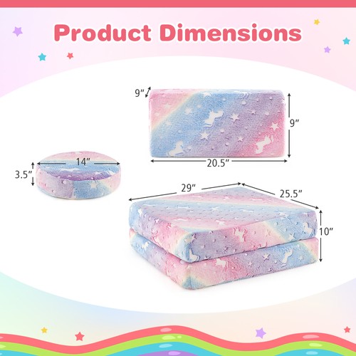 Glow in the Dark Modular Kids Play Couch Set w/ Machine-washable Flannel Covers - 第 3/10 張圖片