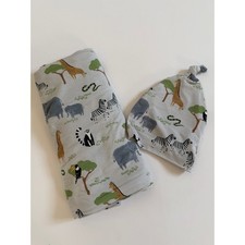 New without Tags Little Sleepies Safari Swaddle Blanket Hat