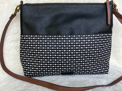 Fossil Fiona Crossbody Bag Dots N Horizontal Stripes