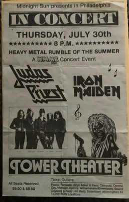 Judas Priest and Iron Maiden original concert flyer 30th July 1981.