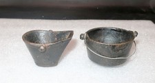 Vintage Miniature Cast Iron childs Toy pot coal bucket