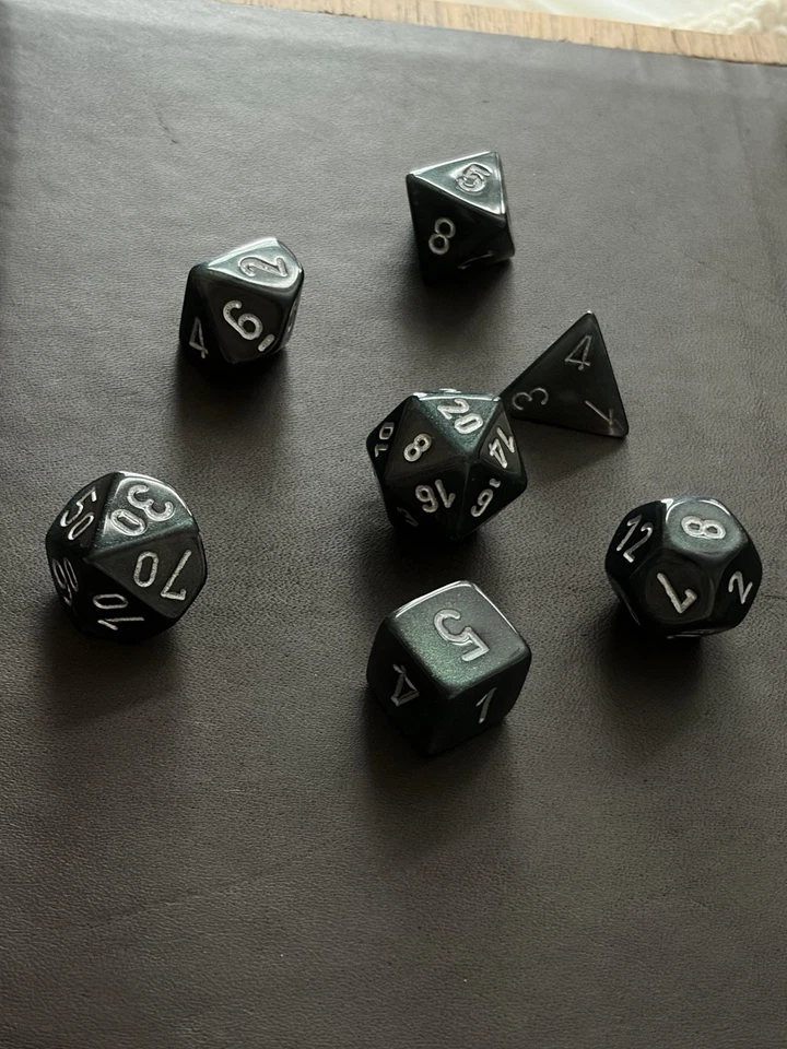 Juego de dados Chessex Borealis Smoke DnD CHX 27428 FUERA DE SERVICIO DIFÍCIL DE ENCONTRAR raro  Foto 4 de 4