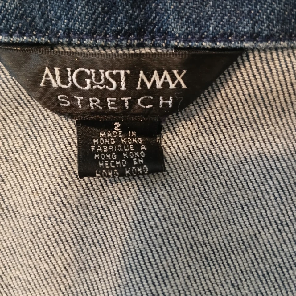 Chaqueta blazer de mezclilla elástica August Max para mujer talla 2X bolsillos Foto 4 de 4