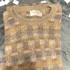 Tricots St Raphael Sweater Mens XL Tan Geometric Textured Knit Crewneck USA Made