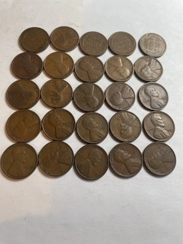1/2 Roll 1927 S Lincoln Wheat Cents Penny Good or Better Condition 25 Coins