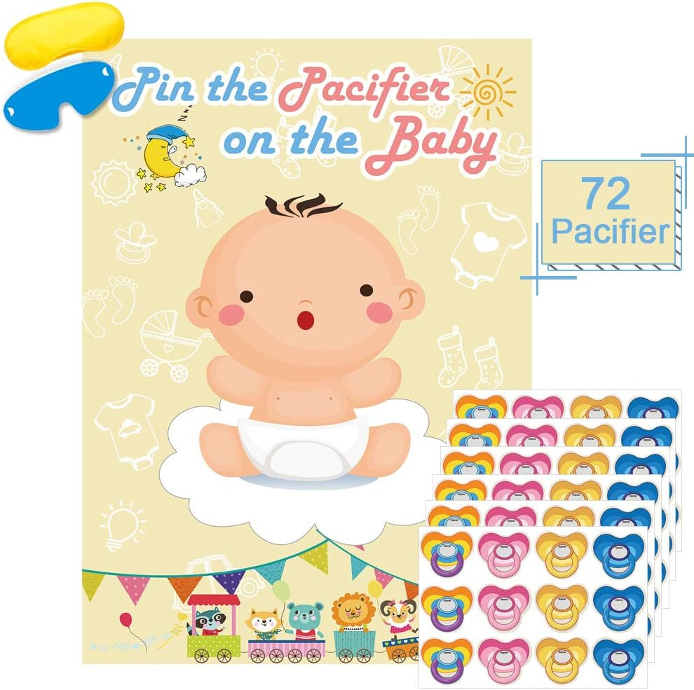 Pin the Pacifier on the Baby Game - Large Poster for Baby Shower Party