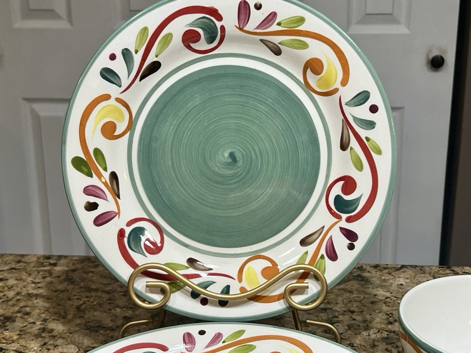Home By Target 12pc Villa Scroll 4 Dinner & 4 Salad Plates 2 Bowls & 2 Mugs EC - Image 3 of 4