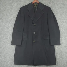 VTG Hart Schaffner and Marx Silver Trumpeter Cashmere Mens 44 Overcoat Navy