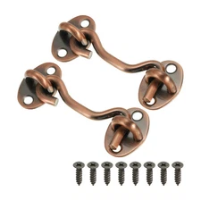 2Pcs 3" Hook Eye Latch, Privacy Hook and Eye Latch Gate Latch Lock, Red Bronze