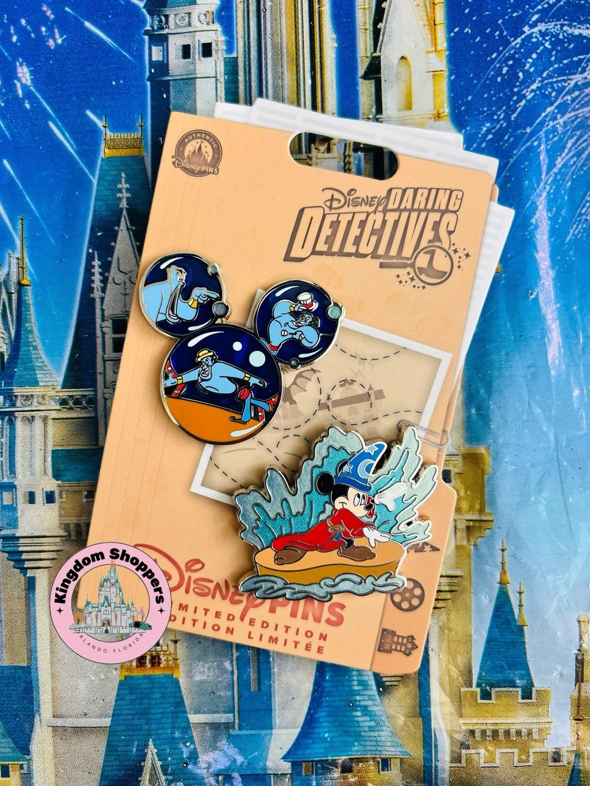 2026 Disney Parks 2 Pin Daring Detectives Hollywood Studios Fantasmic Mickey LE