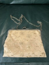 Vintage SAKS FIFTH AVENUE Clutch,shoulder Evening Bag Italy Beige