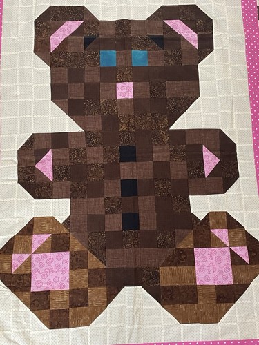 New Finished Patchwork Quilt Top “Beary Patch” All Cotton 54”x42” Made In USA - Picture 2 of 11