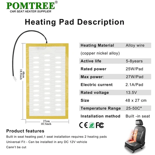 2Seats Car Seat Heater Kit Alloy Wire Heating Pads 3Gear Single Switch Universal - Bild 2 von 9
