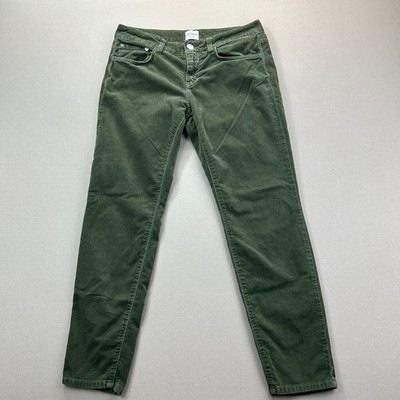 CLOSED Baker Womens Velvet Corduroy Pants 28 Green Slim Skinny Made in ITALY