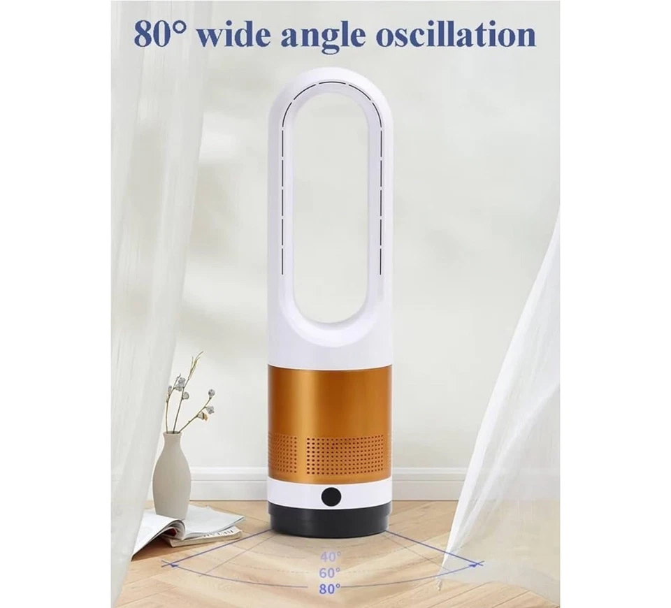 2-in-1 Bladeless Tower Fan & Space Heater, Remote Control, 8 Speeds & 3 Heat - Image 2 of 4