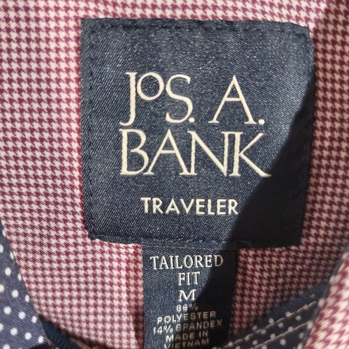 Jos A Bank Shirt Mens Medium Red Tailored Fit Traveler Stretch Long Sleeve Dress - Picture 4 of 10