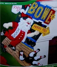 Bowling Santa Discontinued Bucilla Felt Christmas Stocking Kit NEW Unopened 