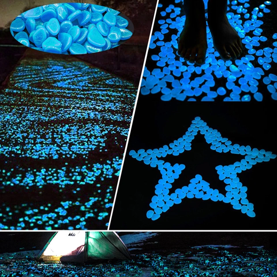 100 Piezas Piedras Pequeñas Brillantes Decoraciones Pecera Guijarros Coloridos Luminiscentes Foto 2 de 4
