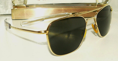 VTG AMERICAN OPTICAL 1-10 12K GF AVIATOR SUNGLASSES LOWER CASE LETTERS BOX 17 RB