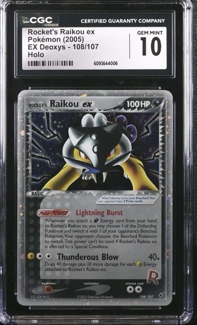 Pokemon Rocket's Raikou ex EX Deoxys 108/107 Holo CGC 10 Gem Mint Swirl 🌀