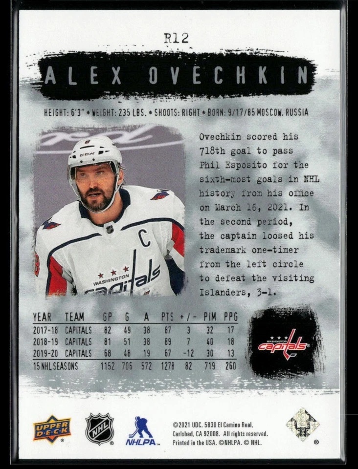2020-21 SP Authentic 2000-01 Retro #R12 Alex Ovechkin - Image 2 of 2